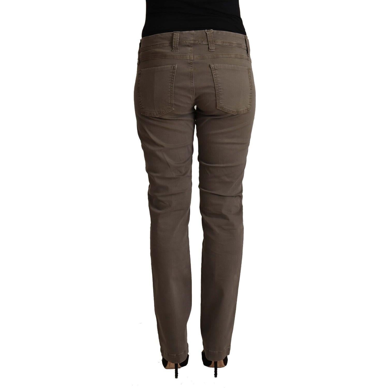 CYCLE Brown Cotton Low Waist Skinny Casual Jeans