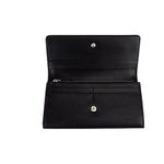 Burberry Porter Black Grained Leather Branded Logo Embossed Clutch Flap Wallet 44540