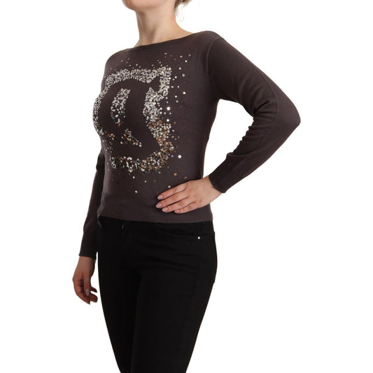 John Galliano Brown Wool Sequined Long Sleeves Pullover Sweater TSH6750 - 36