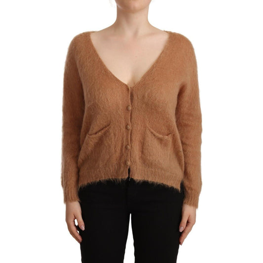 PINK MEMORIES Brown Cardigan V-Neck Long Sleeve Sweater TSH3202 - 42
