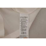 Dolce & Gabbana White Silk Gold DG Crown Crystal Blouse Top TSH7844- 36