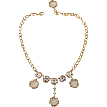 Dolce & Gabbana Gold Clock Statement Crystal Chain Necklace Necklace
