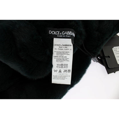 Dolce & Gabbana Green Weasel Fur Crochet Hood Scarf Hat Hat