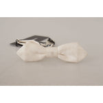 Dolce & Gabbana White 100% Silk Slim Adjustable Neck Papillon Tie FT3606