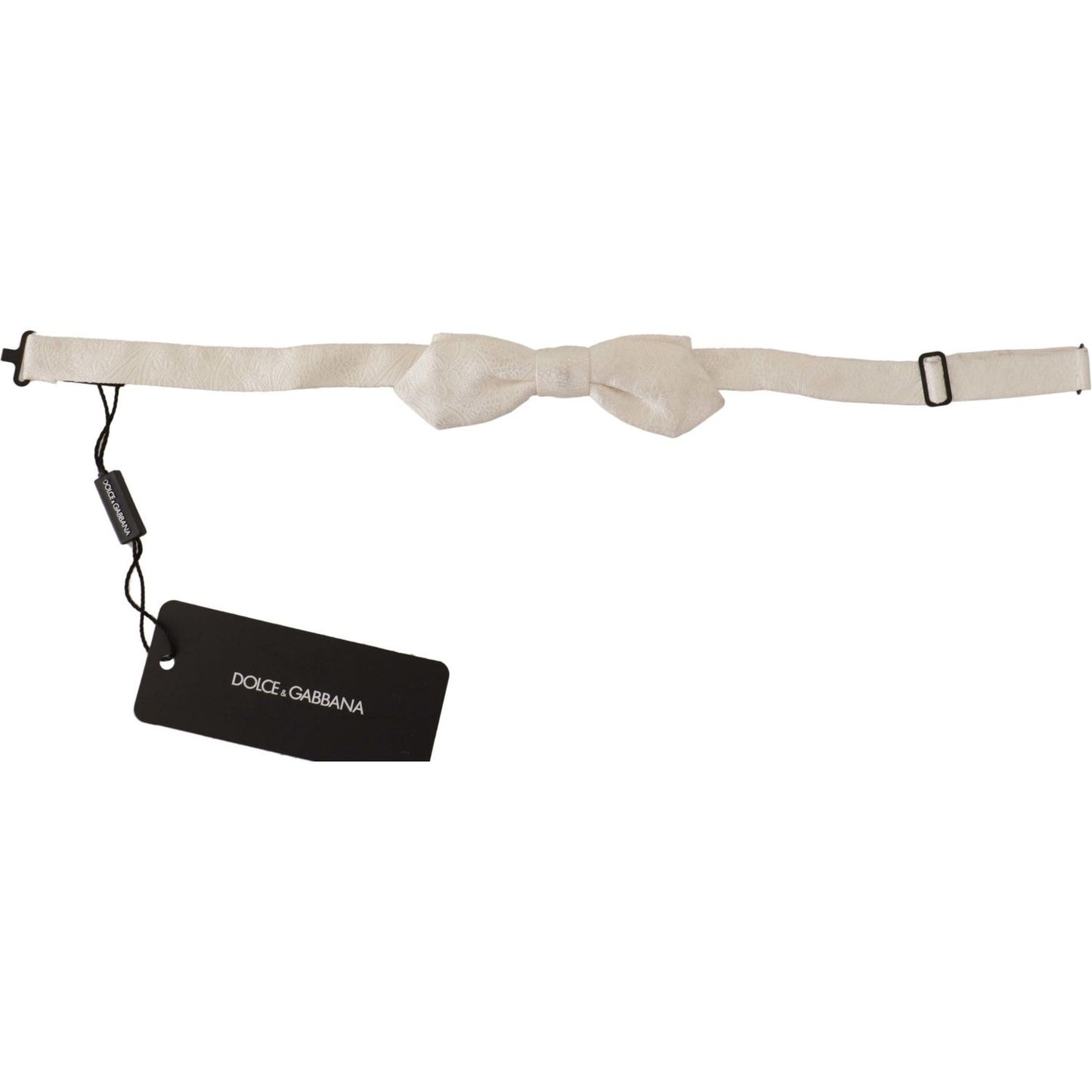 Dolce & Gabbana White 100% Silk Slim Adjustable Neck Papillon Tie FT3606