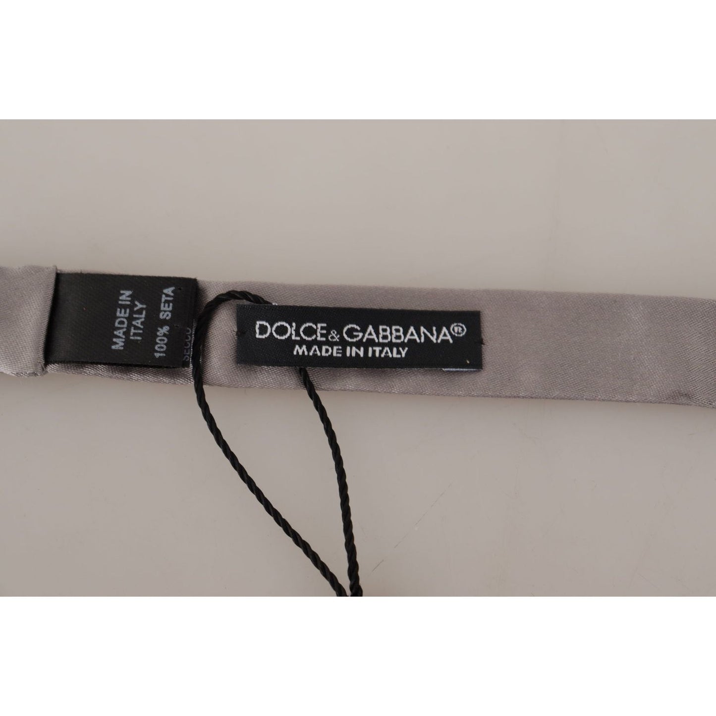 Dolce & Gabbana Silver 100% Silk Slim Adjustable Neck Papillon Tie FT3645