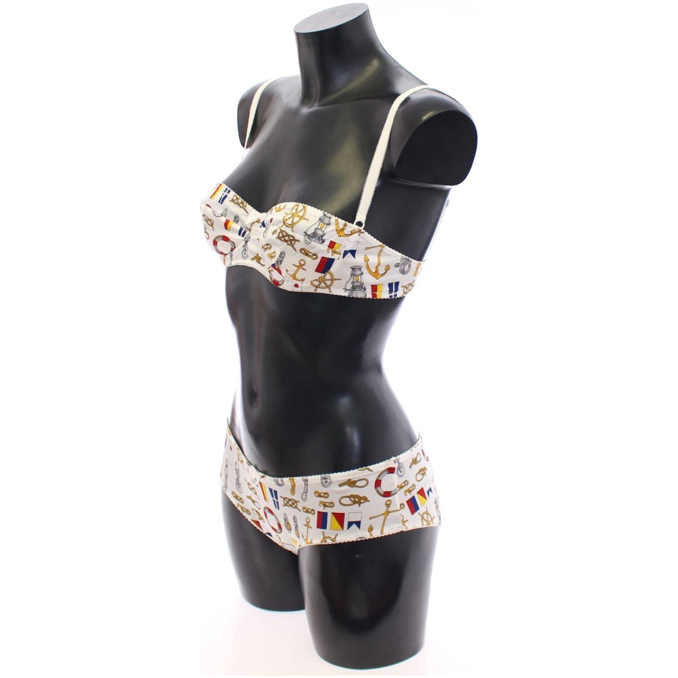 Dolce & Gabbana White Sailor Bra Panty Stretch Underwear