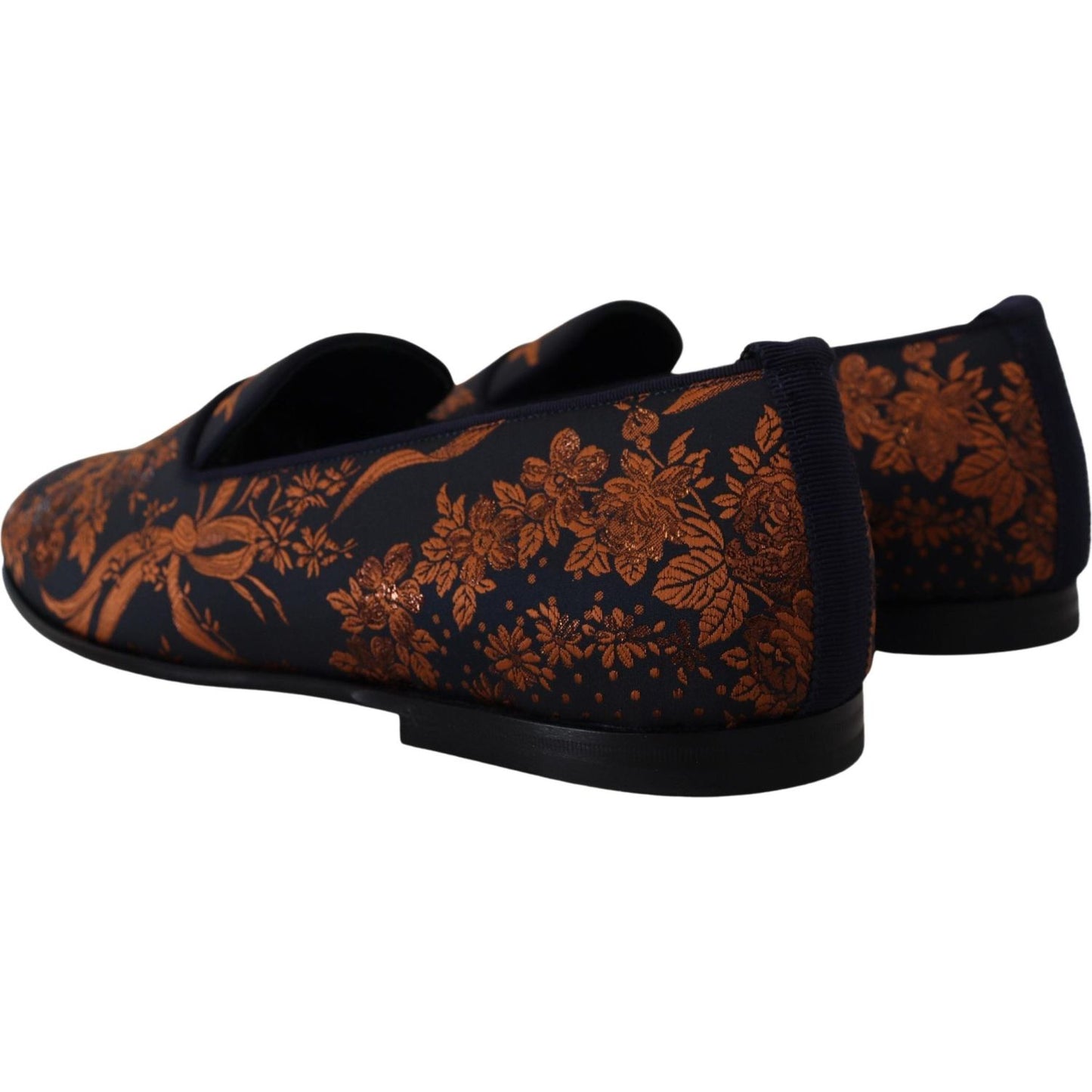 Dolce & Gabbana Blue Rust Floral Slippers Loafers Shoes MV4813- 39