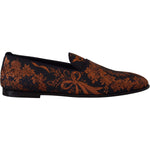 Dolce & Gabbana Blue Rust Floral Slippers Loafers Shoes MV4813- 39
