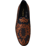 Dolce & Gabbana Blue Rust Floral Slippers Loafers Shoes MV4813- 39