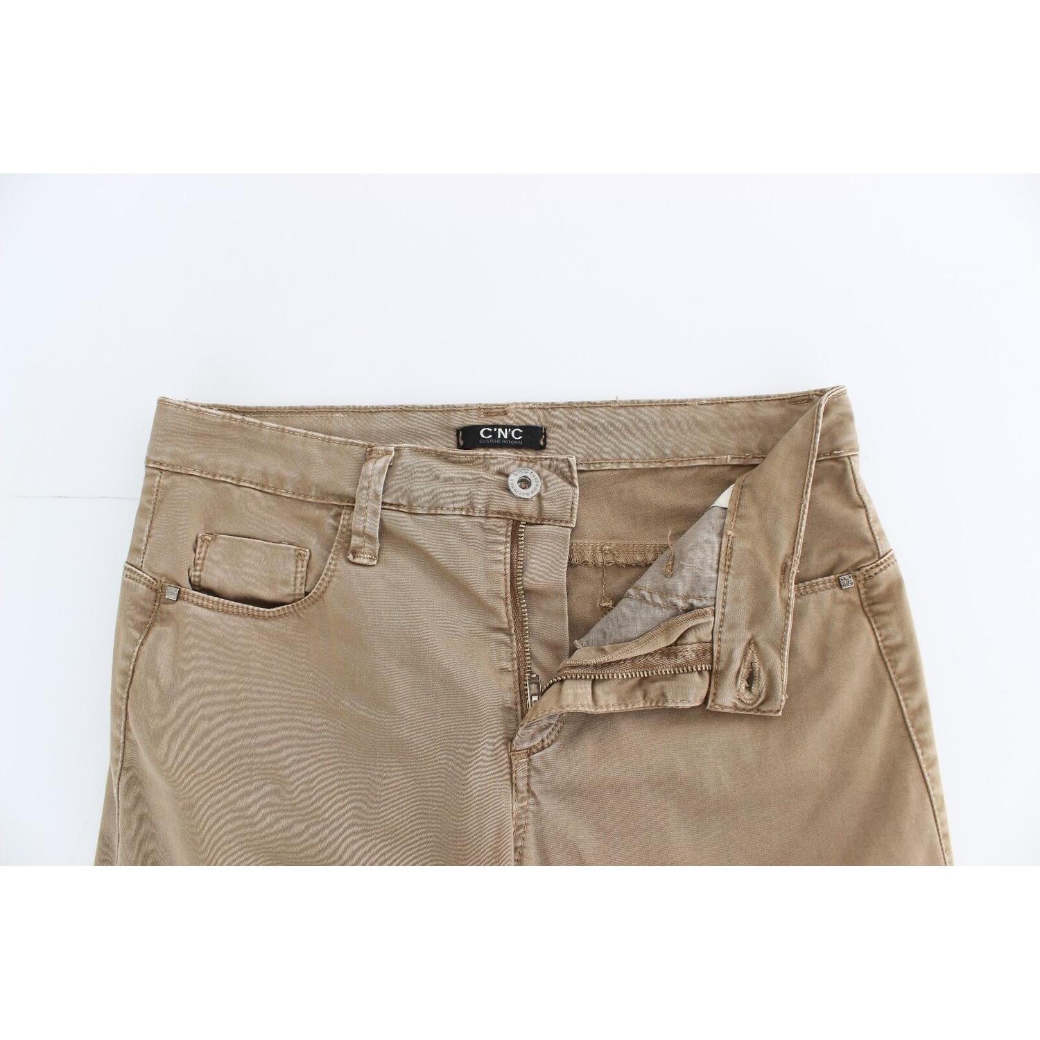 بنطلون جينز مستقيم الساق باللون البيج من مجموعة ناشونال شيك