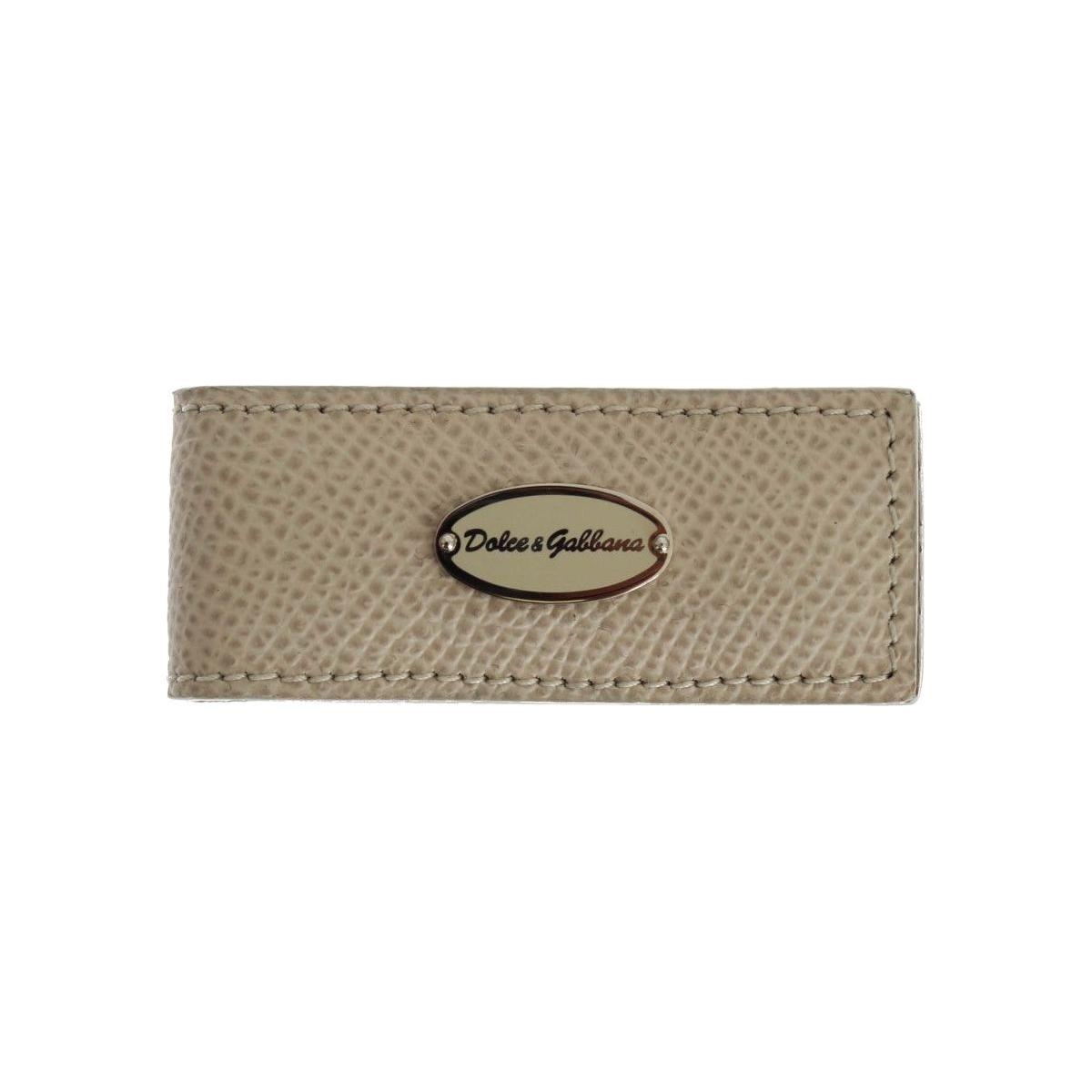Dolce & Gabbana Beige Leather Magnet Money Clip SIG31661