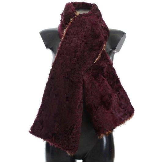 Dolce & Gabbana Purple Lamb Fur Leopard Print Scarf MS822
