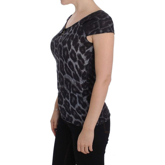 Cavalli Gray Leopard Modal T-Shirt Blouse Top SIG32481-2