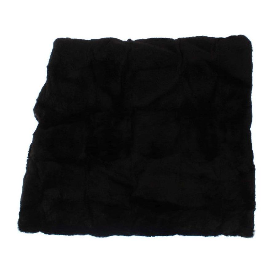 Dolce & Gabbana Black Weasel Fur Crochet Hood Scarf Hat
