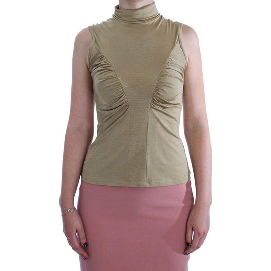 Exte Gold Nylon Turtleneck Top Blouse SIG30859#2-1