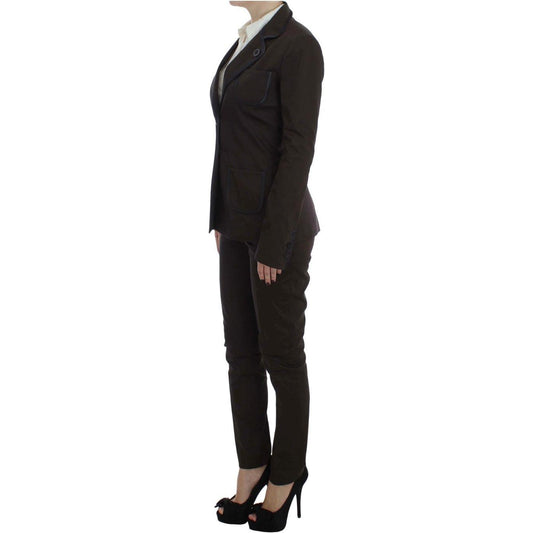 Exte Brown Stretch Two Button Suit SIG30865-1