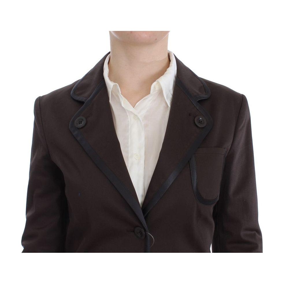 Exte Brown Stretch Two Button Suit