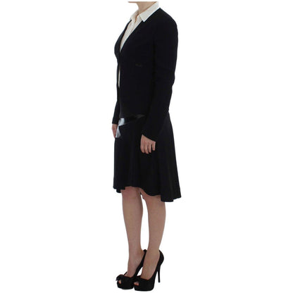 Exte Black Blue Two Piece Suit Skirt & Blazer Skirt Suit