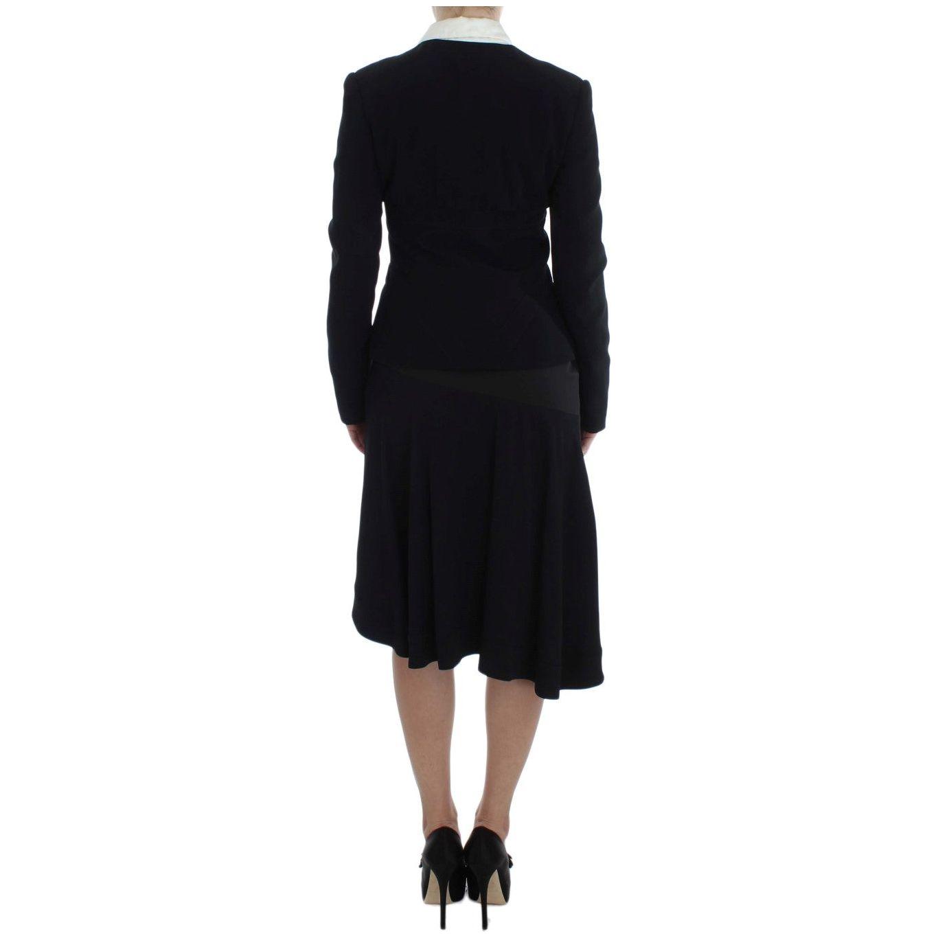 Exte Black Blue Two Piece Suit Skirt & Blazer