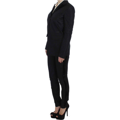 Exte Black One Button Three Piece Suit