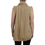 PLEIN SUD Beige Cotton Sleeveless Shirt SIG30990-1