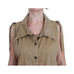 PLEIN SUD Beige Cotton Sleeveless Shirt SIG30990-1