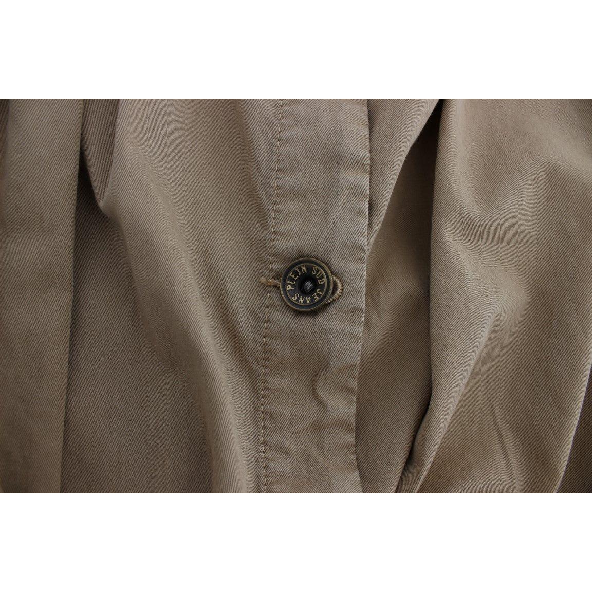 PLEIN SUD Beige Cotton Sleeveless Shirt SIG30990-1
