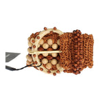 Dolce & Gabbana Brown Raffia Wood Beaded Wide Waist Belt SIG32606-1