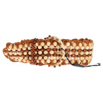 Dolce & Gabbana Brown Raffia Wood Beaded Wide Waist Belt SIG32606-1