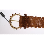 Dolce & Gabbana Brown Raffia Wood Beaded Wide Waist Belt SIG32606-1