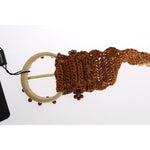 Dolce & Gabbana Brown Raffia Wood Beaded Wide Waist Belt SIG32606-1