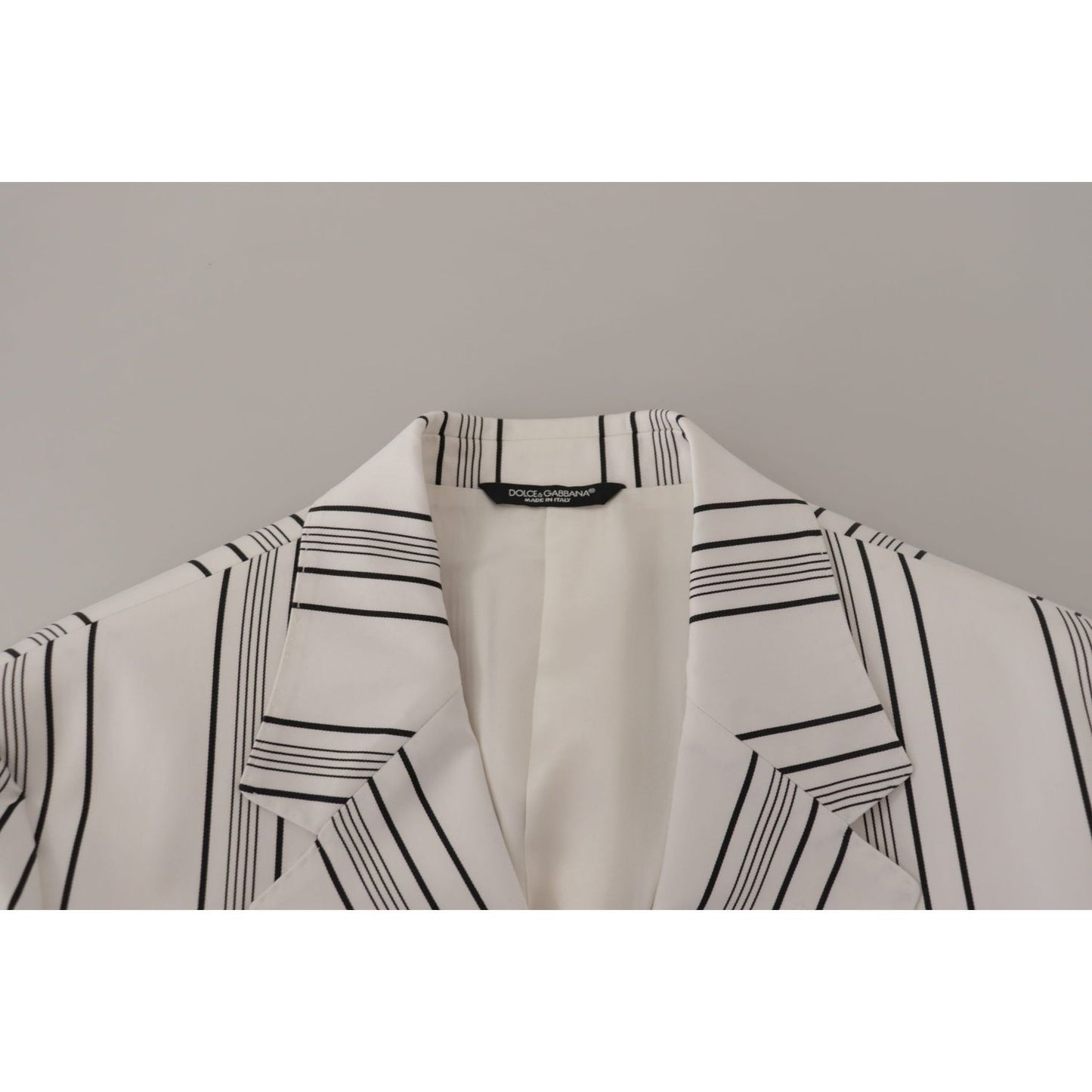 Dolce & Gabbana White Stripes Cotton Single Breasted Blazer JKT3387-44