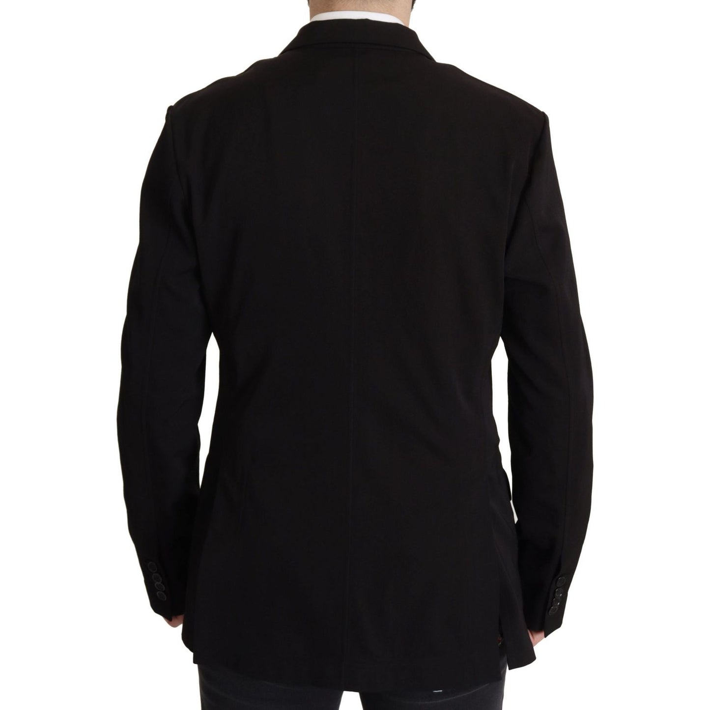 Dolce & Gabbana Black Wool Single Breasted Coat Blazer