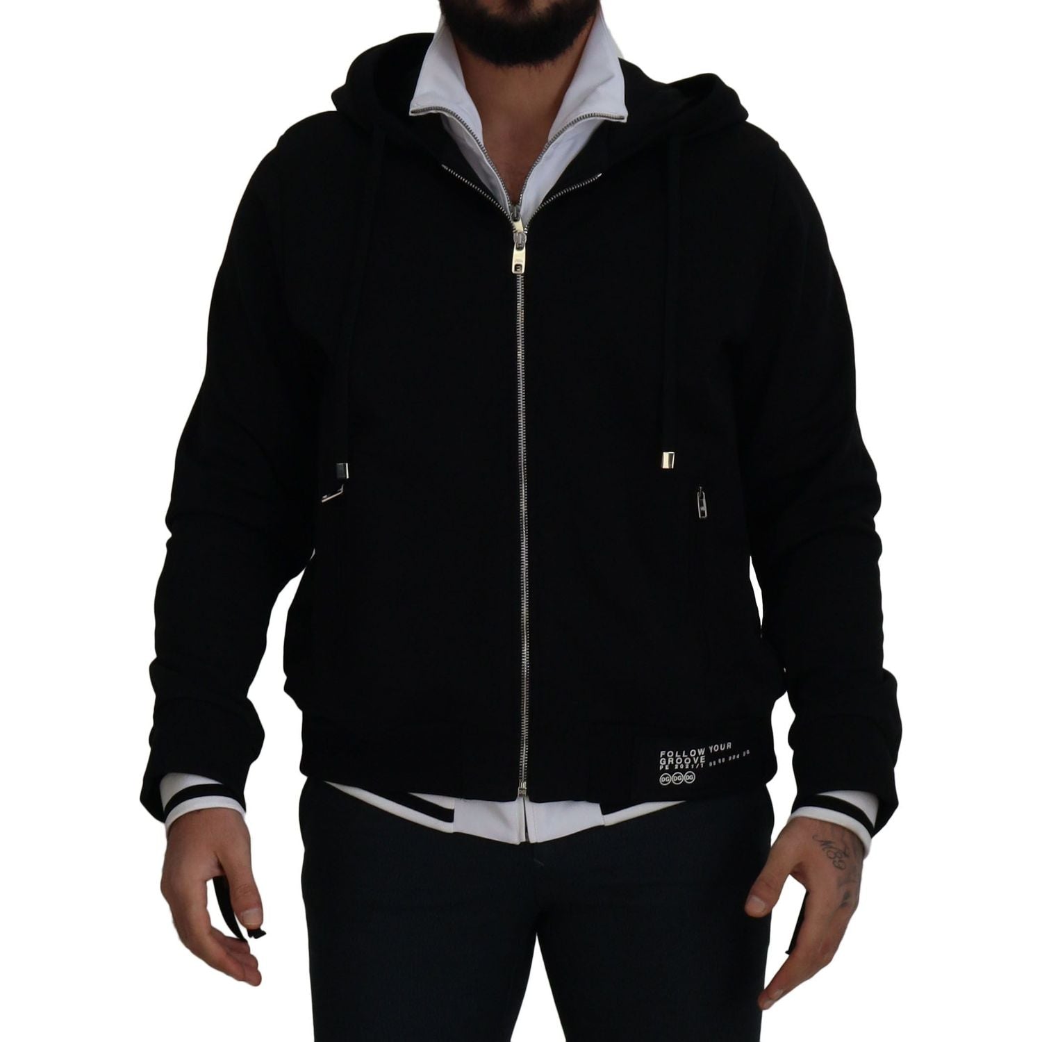 Dolce & Gabbana Black Polyester Hooded Full Zip Jacket