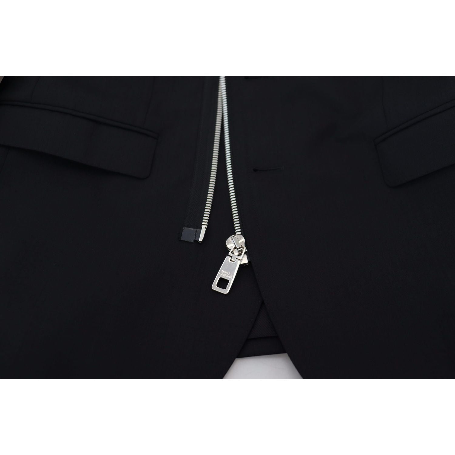 Dolce & Gabbana Black Wool Full Zip Long Sleeves Jacket