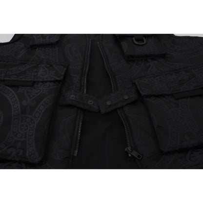 Dolce & Gabbana Black Nylon Full Zip Sleeveless Jacket