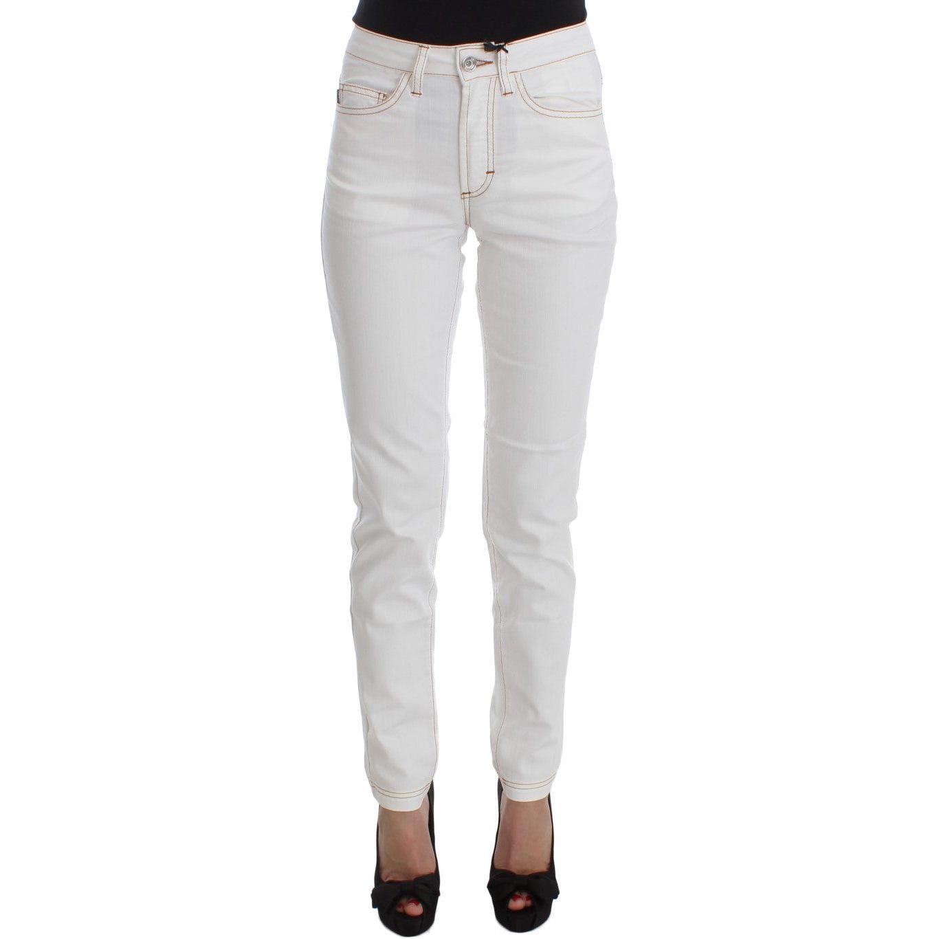 Cavalli White Cotton Blend Slim Fit Jeans SIG30106-1