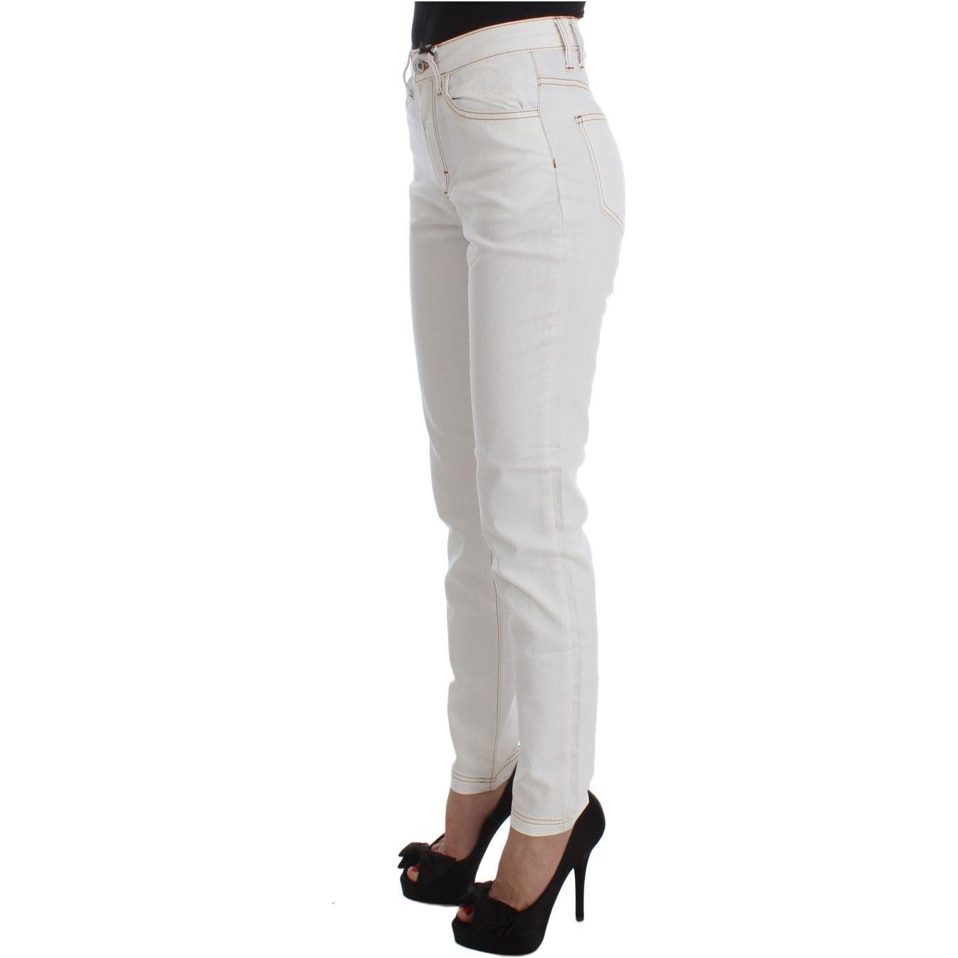 Cavalli White Cotton Blend Slim Fit Jeans SIG30106-1