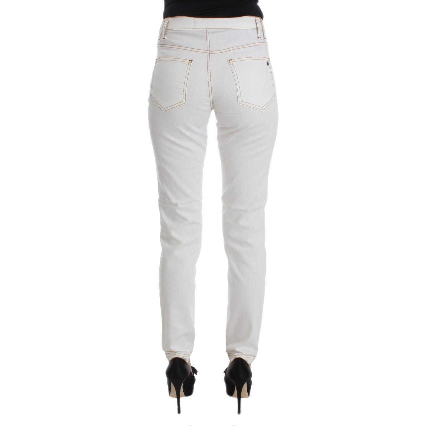 Cavalli White Cotton Blend Slim Fit Jeans SIG30106-1