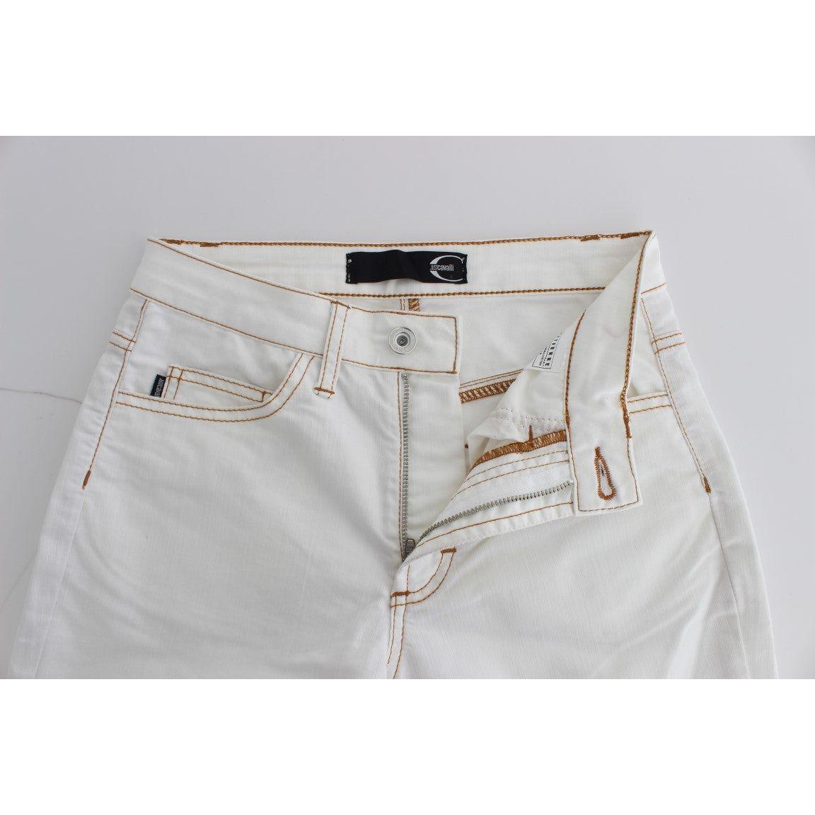 Cavalli White Cotton Blend Slim Fit Jeans SIG30106-1