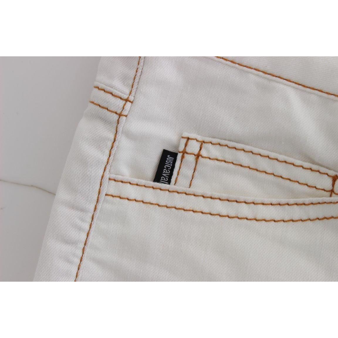 Cavalli White Cotton Blend Slim Fit Jeans SIG30106-1