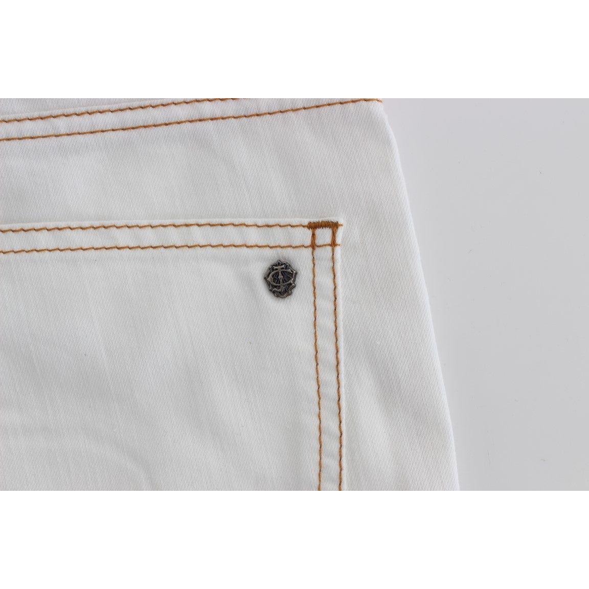 Cavalli White Cotton Blend Slim Fit Jeans SIG30106-1