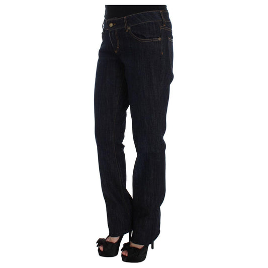 Cavalli Blue Cotton Straight Fit Stretch Jeans SIG32384-3