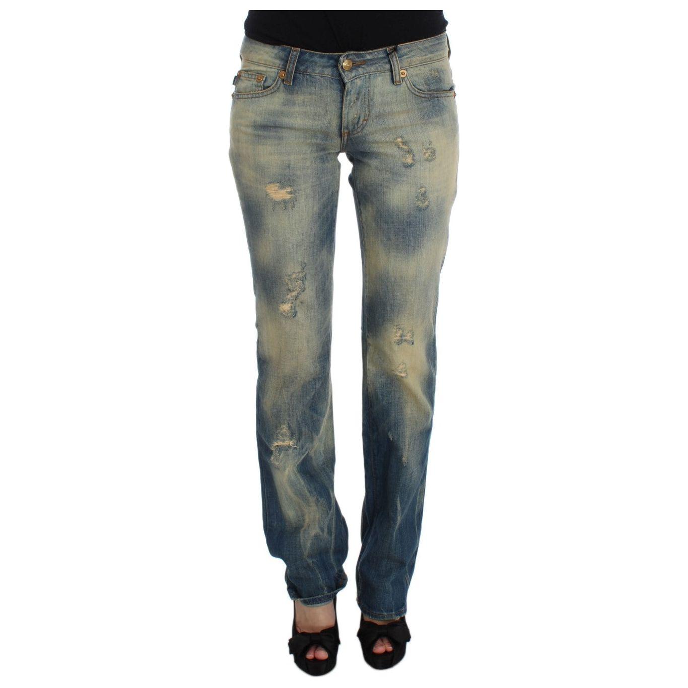 Cavalli Blue Wash Cotton Slim Fit Bootcut Jeans SIG32407-1