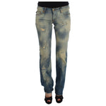 Cavalli Blue Wash Cotton Slim Fit Bootcut Jeans SIG32407-1