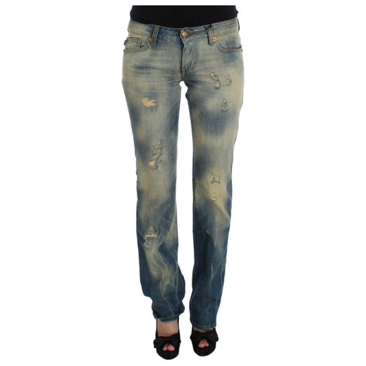 Cavalli Blue Wash Cotton Slim Fit Bootcut Jeans SIG32407-1