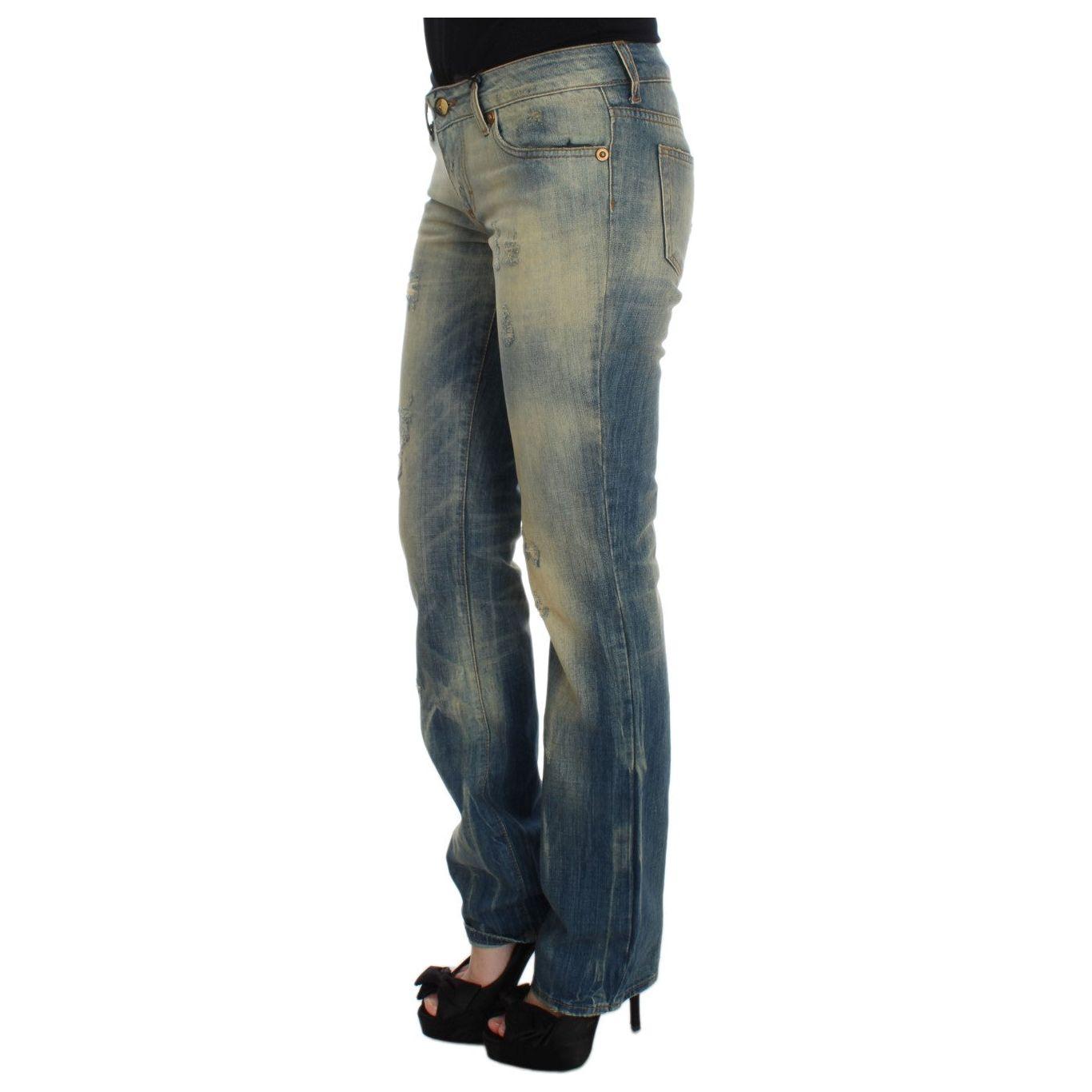 Cavalli Blue Wash Cotton Slim Fit Bootcut Jeans SIG32407-1