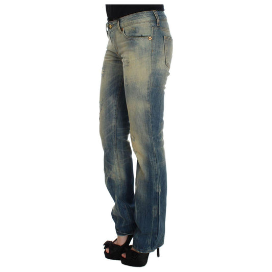 Cavalli Blue Wash Cotton Slim Fit Bootcut Jeans SIG32407-1