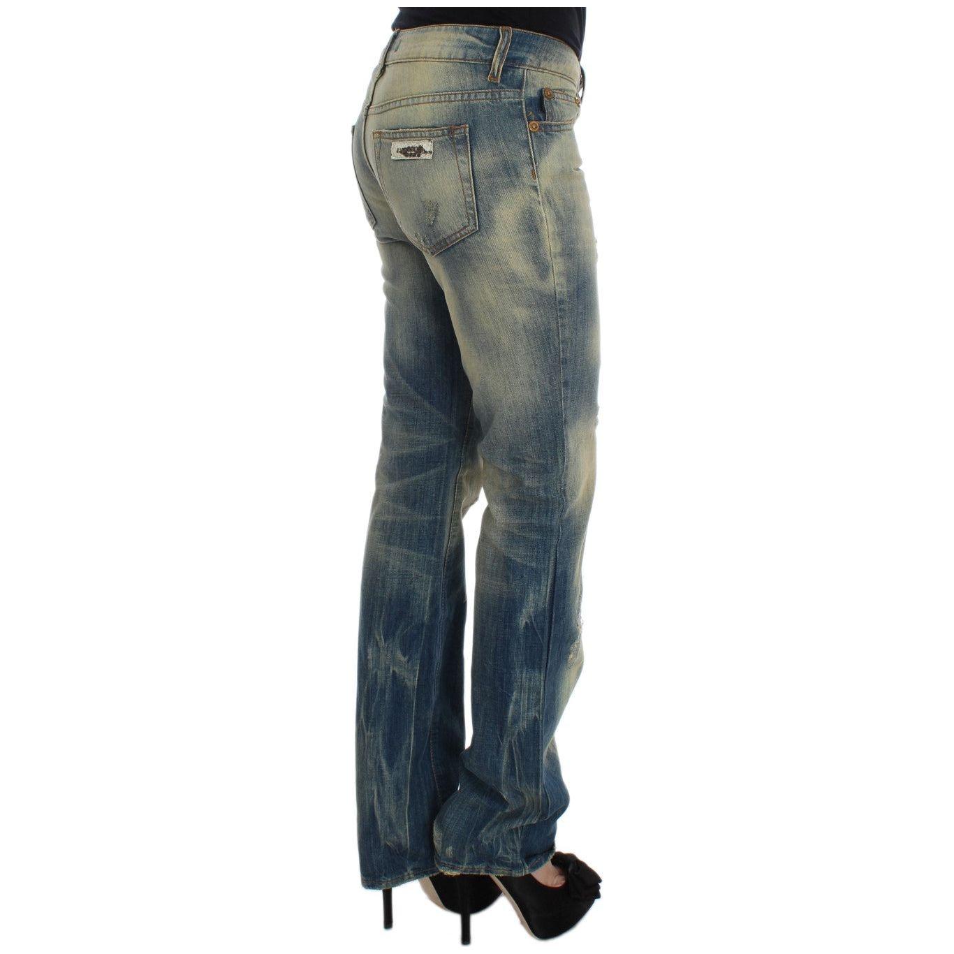 Cavalli Blue Wash Cotton Slim Fit Bootcut Jeans SIG32407-1